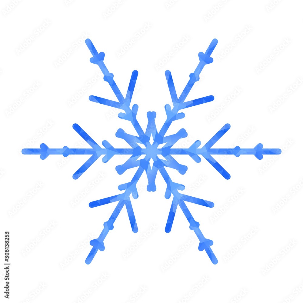 Poster Abstract design template with polygonal snowflake for decoration design. Vector decorative background. Winter symbol. Low poly banner with snowflake on white background for decorative design.