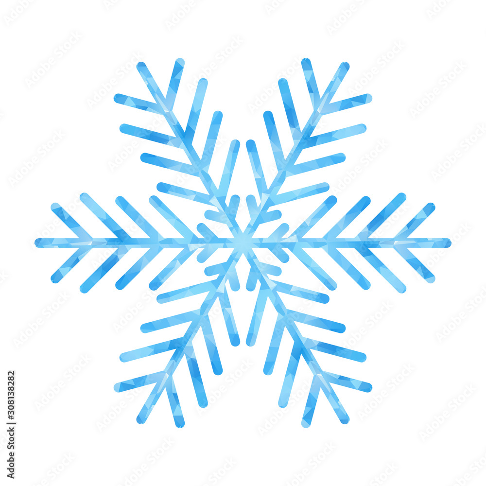 Poster Abstract design template with polygonal snowflake for decoration design. Vector decorative background. Winter symbol. Low poly banner with snowflake on white background for decorative design.