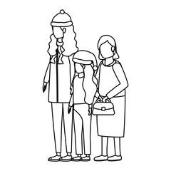 grandmother with daughter and grandaughter using christmas hat