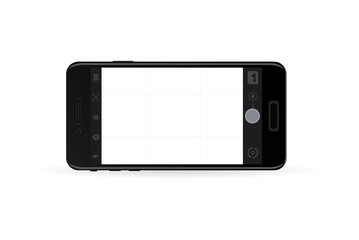 Smartphone camera viewfinder. Template focusing screen of the camera. Viewfinder camera recording. Video screen on a black background. vector illustration