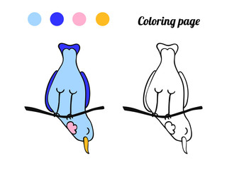 Illustration of cute bird. Coloring page or book for baby.