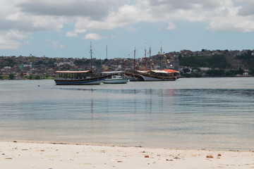 Seaside view with small boats