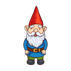 Vector colorful illustration of garden gnome. Cute fairytale character