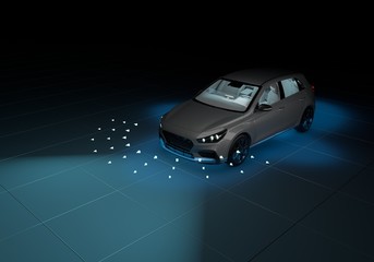 Self Driving Vehicle 3D Illustration