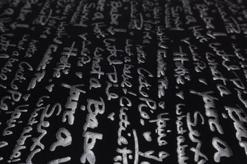 Beautiful black fabric with white pattern and textile texture background