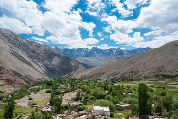 Fototapeta na wymiar Ladakh, India - Aug 22 2019 - Hemis Shukpachan Village in Sham Valley, Ladakh, Jammu and Kashmir, India.