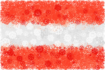 Flag of Austria with snowflakes. Winter vector background