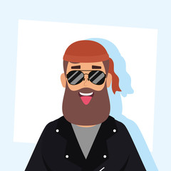 motorcyclist man with beard avatar character