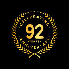92 years design template. 92nd vector and illustration.