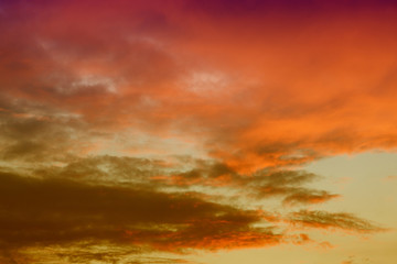 Dramatic colourful red and orange sunset in the sky