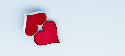 Heart shaped gift box on white background 3D Rendering