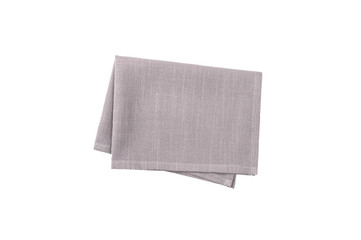 Grey napkin  isolated on white background Top view