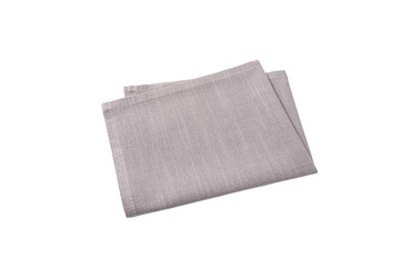 Gray  cotton napkin isolated on white background.