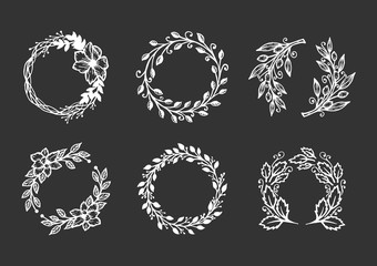 different wreath set on black background