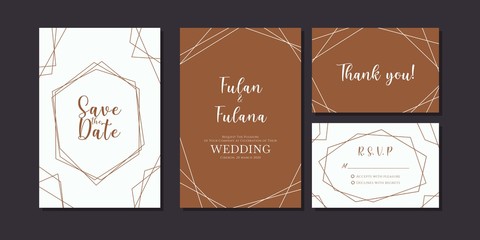 wedding invitation card with geometric elegant beauty simple luxury frame outline monochrome background mockup template vintage retro poster flyer vector illustration