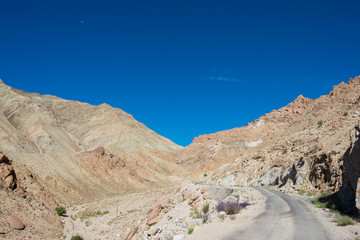 Ladakh, India - Aug 22 2019 - Beautiful scenic view from Between Yangtang and Hemis Shukpachan in Sham Valley, Ladakh, Jammu and Kashmir, India.