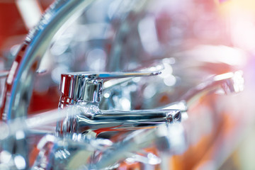 Water tap faucet glossy metal device plumbing water instalation bathroom