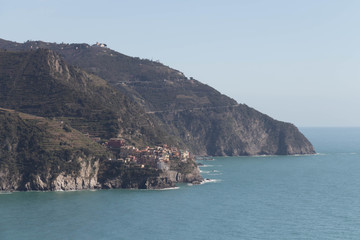 Fototapeta na wymiar Marine lanscape with small fisherman village Manarola in Cinque Terre, Liguria, Italy.