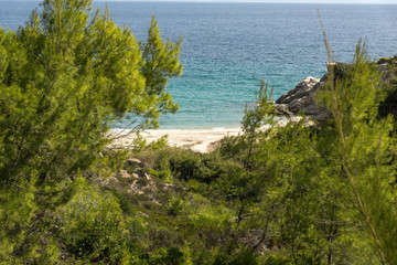 Fototapeta na wymiar Fava Beach Vourvourou at Sithonia peninsula, Greece