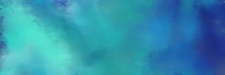 Foto auf Alu-Dibond diffuser gemalter Banner-Textur-Hintergrund mit stahlblauer, heller Seegrün- und dunkler Schieferblaufarbe. kann als Textur, Hintergrundelement oder Tapete verwendet werden © Eigens