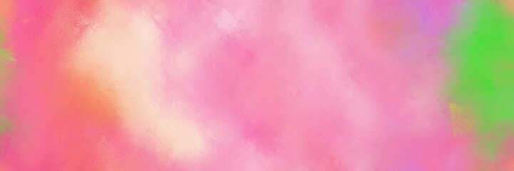 abstract pastel magenta, moderate green and peach puff colored diffuse painted banner background. can be used as texture, background element or wallpaper