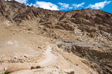 Ladakh, India - Aug 23 2019 - Mebtak La Pass 3840m view from Between Hemis Shukpachan and Tingmosgang (Temisgam) in Sham Valley, Ladakh, Jammu and Kashmir, India.