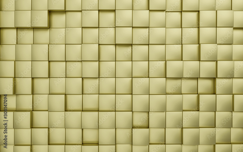 Poster abstact golden modern architecture background with golden cubes 3d illustration render