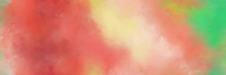 Fototapeta premium dark salmon, medium sea green and wheat color painted banner background. broadly painted backdrop can be used as texture, background element or wallpaper