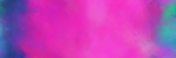 broadly painted banner texture background with neon fuchsia, teal blue and moderate violet color. can be used as texture, background element or wallpaper