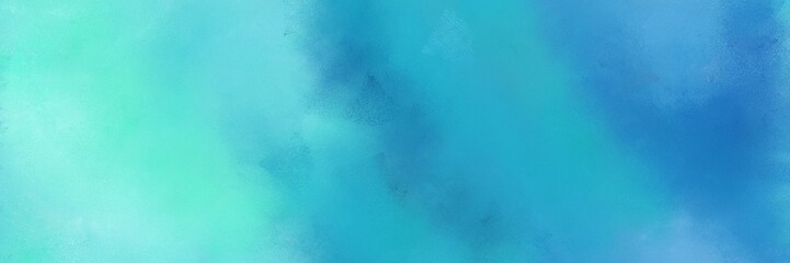 light sea green, aqua marine and medium turquoise color painted banner background. broadly painted backdrop can be used as wallpaper, poster or canvas art