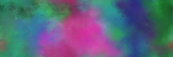 abstract diffuse painted banner background with teal blue, mulberry  and forest green color. can be used as texture, background element or wallpaper