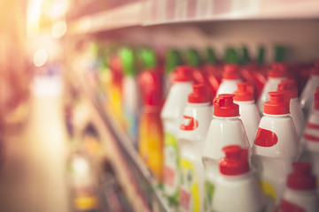 Cleaning products super market shelf