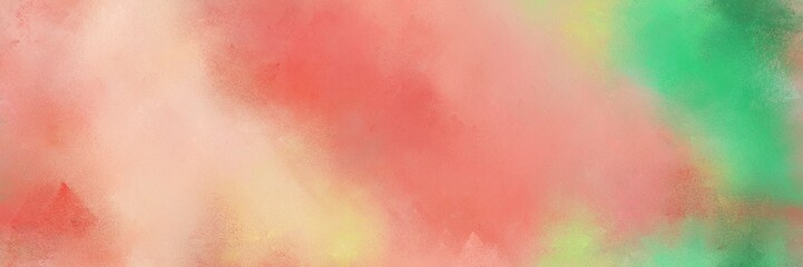 dark salmon, medium sea green and dark sea green color painted banner background. broadly painted backdrop can be used as texture, background element or wallpaper