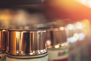 Chrome spray pain on hardware store shelf