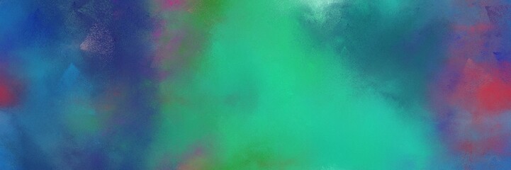 teal blue, light sea green and moderate pink color painted banner background. diffuse painting can be used as wallpaper, poster or canvas art