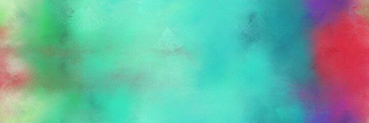 medium aqua marine, indian red and antique fuchsia color painted banner background. broadly painted backdrop can be used as texture, background element or wallpaper