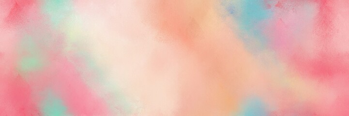 abstract baby pink, medium aqua marine and light coral colored diffuse painted banner background. can be used as texture, background element or wallpaper