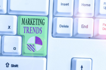 Text sign showing Marketing Trends. Business photo showcasing changes and developments in trading...