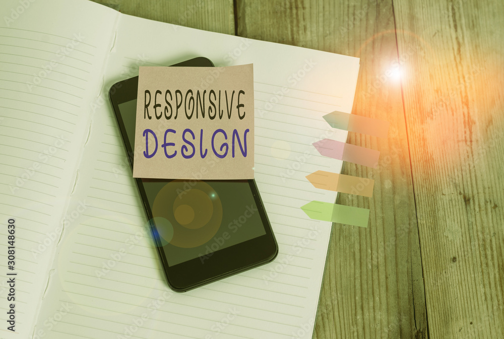 Poster word writing text responsive design. business photo showcasing web page creation that makes use of f