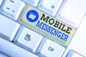 Conceptual hand writing showing Mobile Messenger. Concept meaning mobile tool that allows users to...
