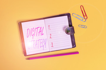 Conceptual hand writing showing Digital Strategy. Concept meaning plan for maximizing the business...
