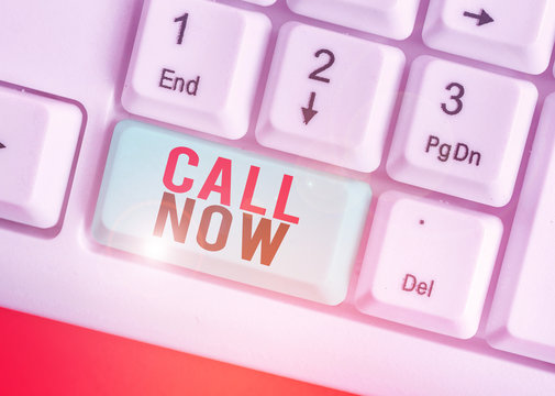 Handwriting text writing Call Now. Conceptual photo To immediately contact a demonstrating using telecom devices with accuracy