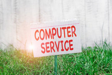 Conceptual hand writing showing Computer Service. Concept meaning computer time or service...