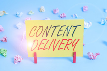 Text sign showing Content Delivery. Business photo text geographically distributed network of proxy...