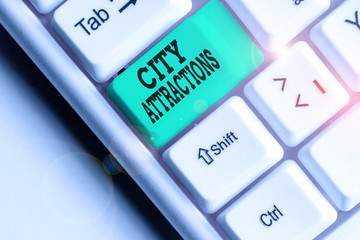 Conceptual hand writing showing City Attractions. Concept meaning place that showing visit for...