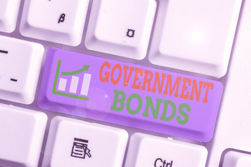Word writing text Government Bonds. Business photo showcasing debt security issued by a government...