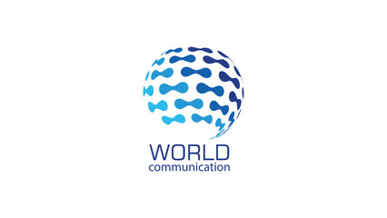 world communication logo design template vector