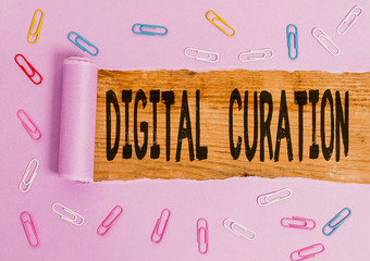 Conceptual hand writing showing Digital Curation. Concept meaning maintenance collection and...