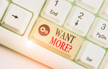 Handwriting text Want Morequestion. Conceptual photo If you want something you feel a desire or a need for it