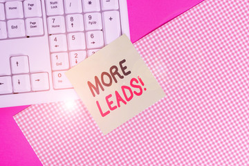 Text sign showing More Leads. Business photo text initiation consumer interest enquiry into...